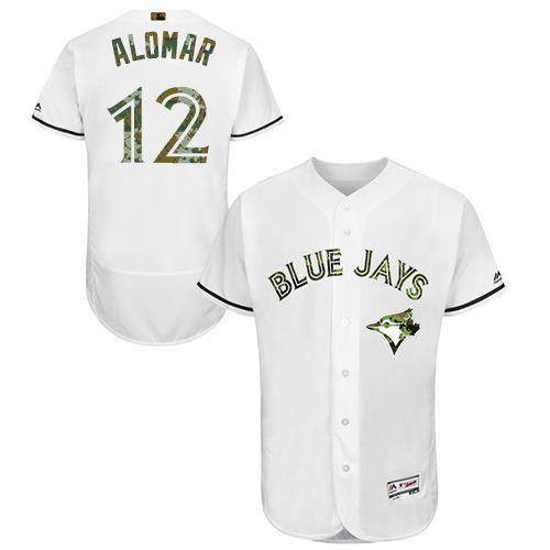 Blue Jays #12 Roberto Alomar White Flexbase Authentic Collection Memorial Day Stitched MLB Jersey